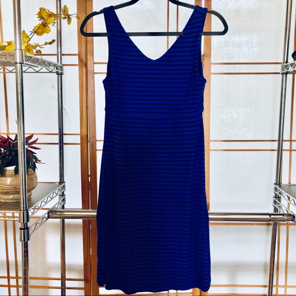 Athleta blue and black stripped dress